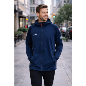 Mammut Taiss Light ML Hooded Jacket Men’s XL Navy Blue Full Zip Fleece